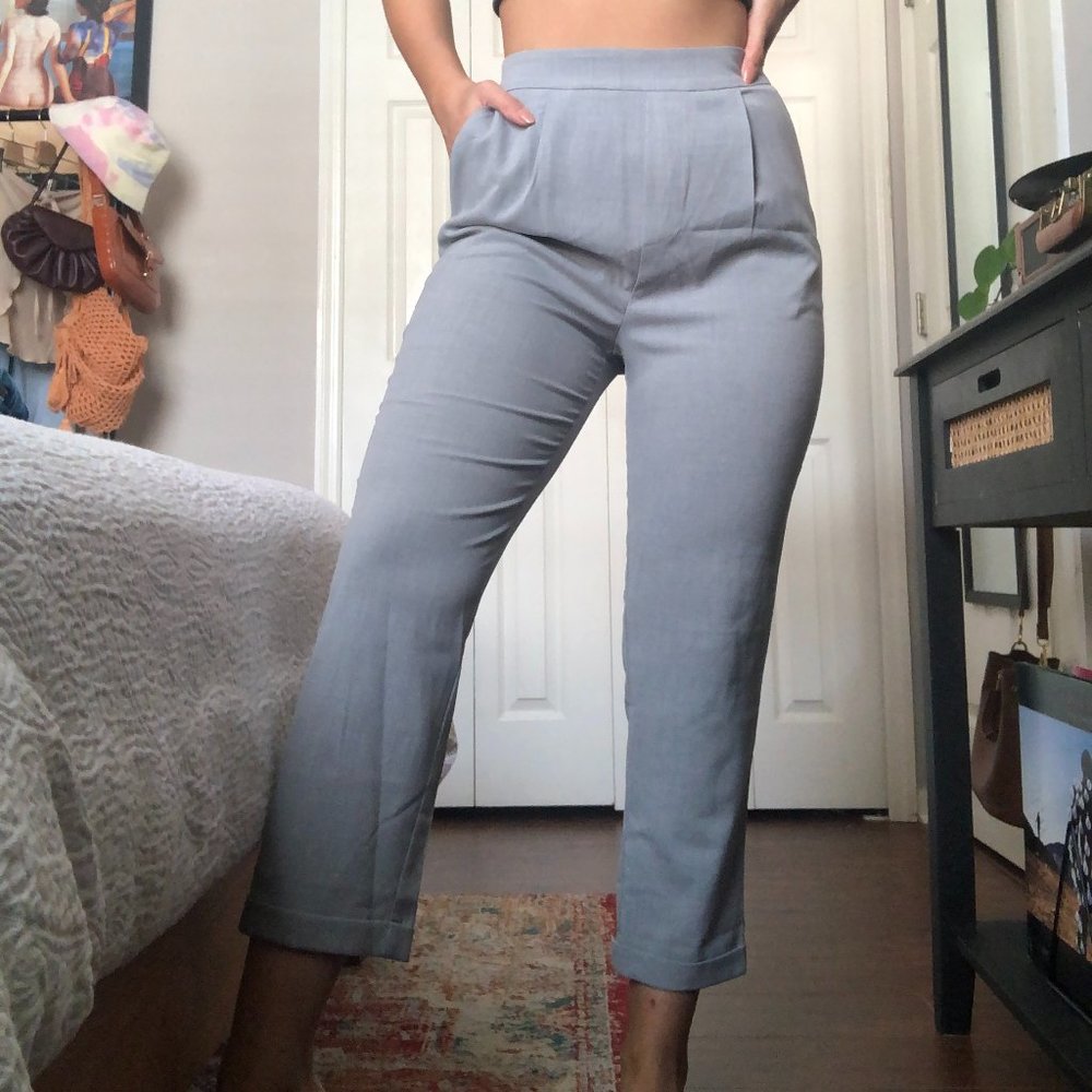 Grey Ankle Trouser Pant